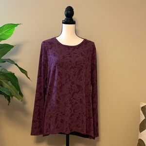 Simply Vera Vera Wang Plum Floral Blouse sz xl EUC B56